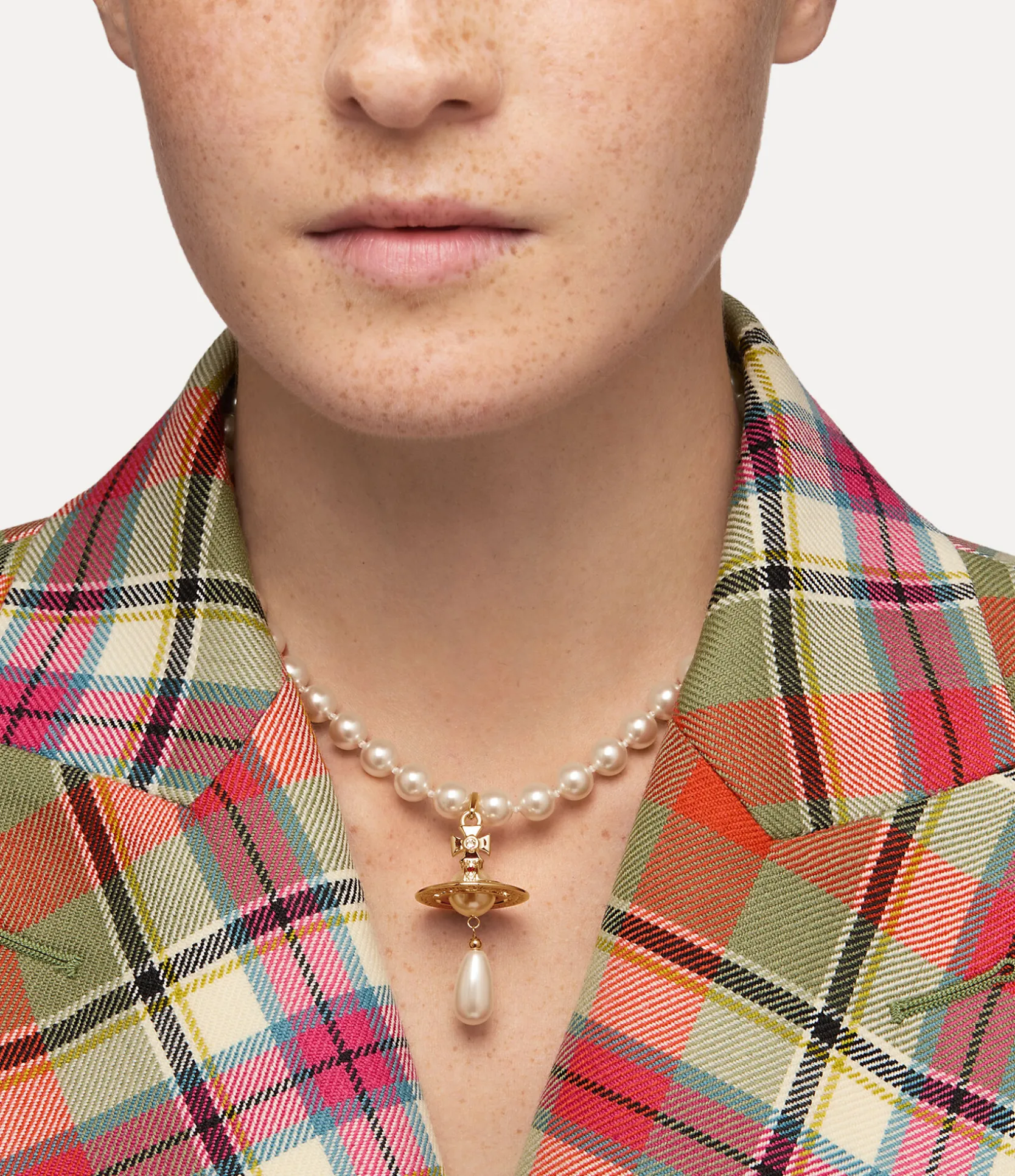 One Row Pearl Drop Choker
