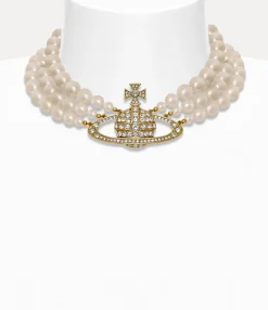 Three Row Pearl Bas Relief Choker