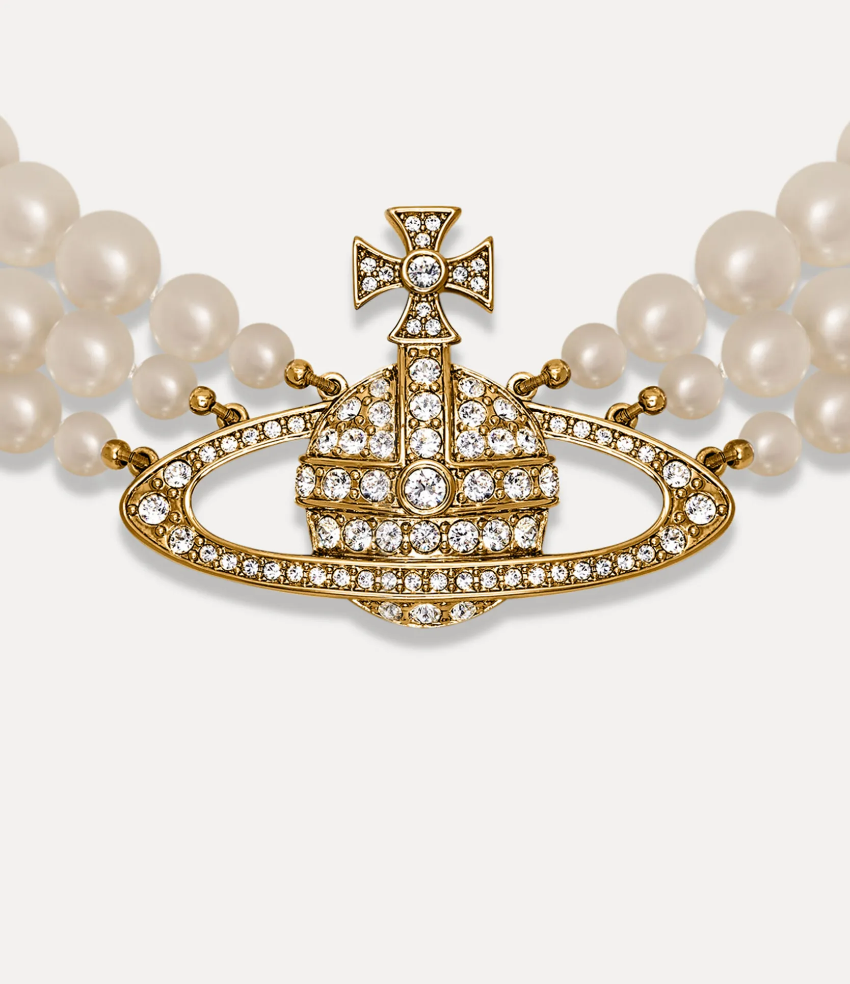 Three Row Pearl Bas Relief Choker