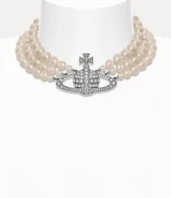 Three Row Pearl Bas Relief Choker