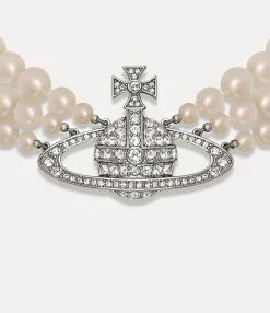 Three Row Pearl Bas Relief Choker