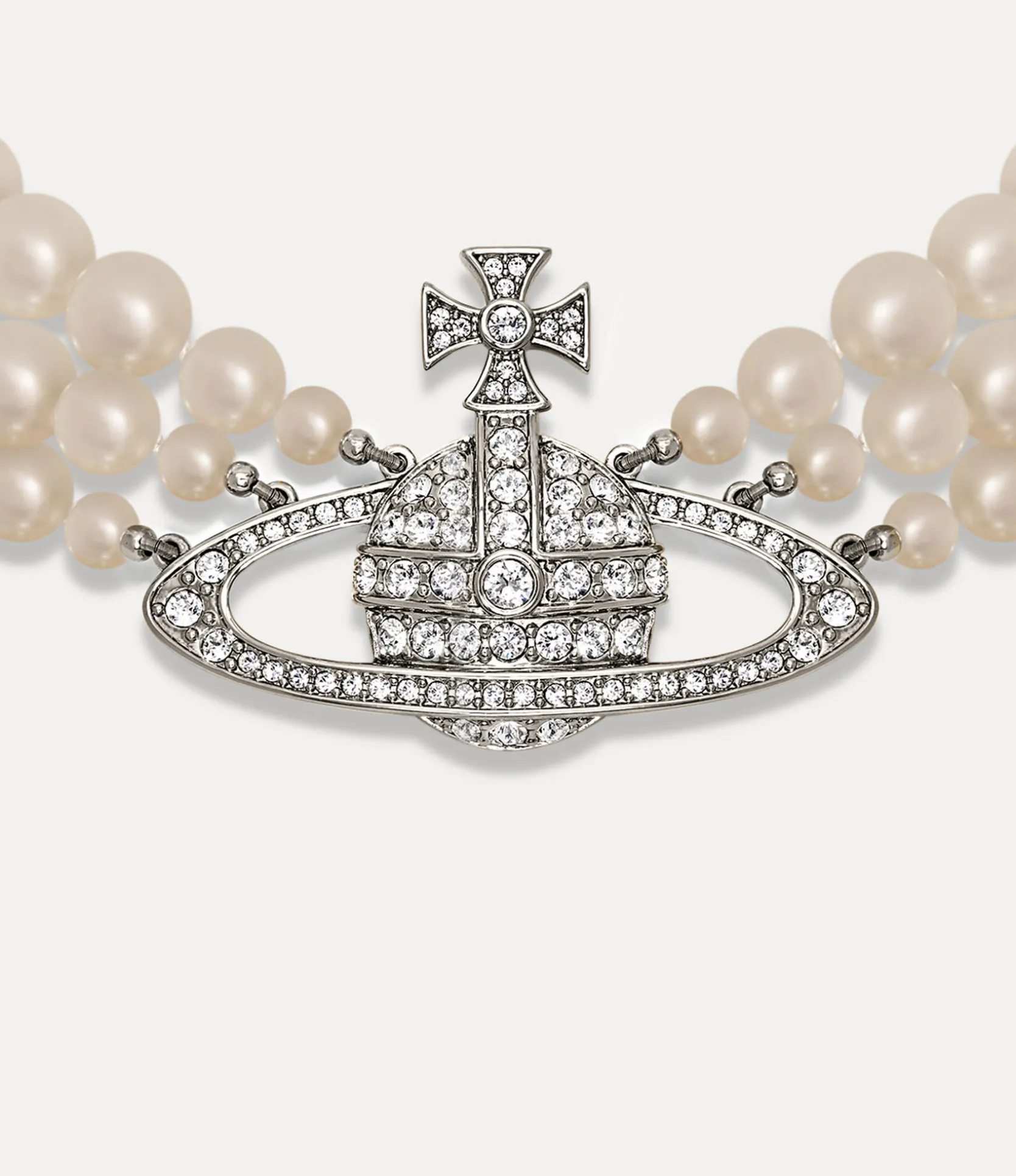 Three Row Pearl Bas Relief Choker