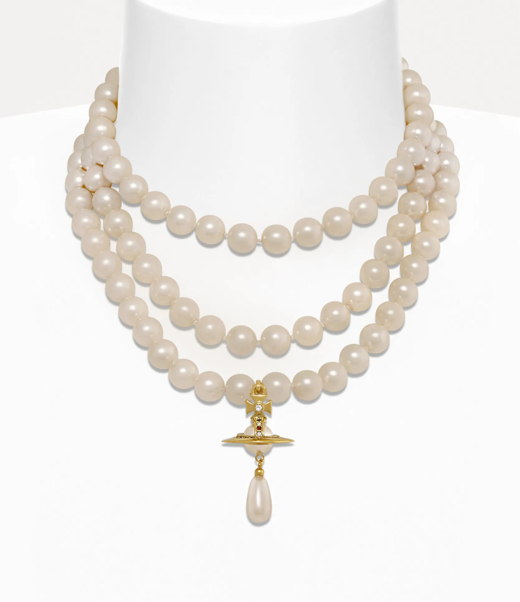 Three Row Pearl Drop Choker