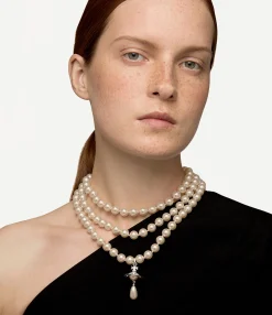 Three Row Pearl Drop Choker
