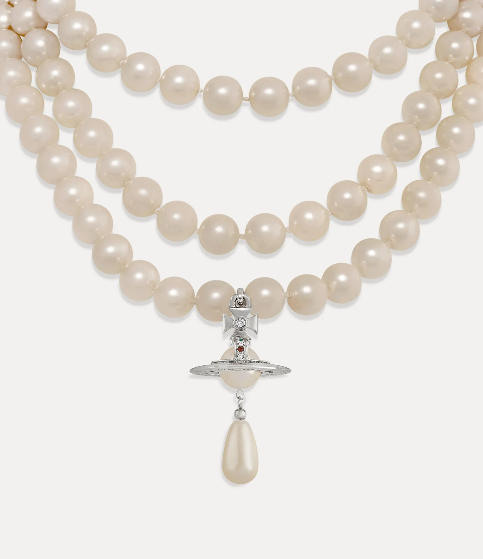 Three Row Pearl Drop Choker
